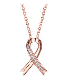 Sterling Silver Rose Gold Diamonds Loop Necklace